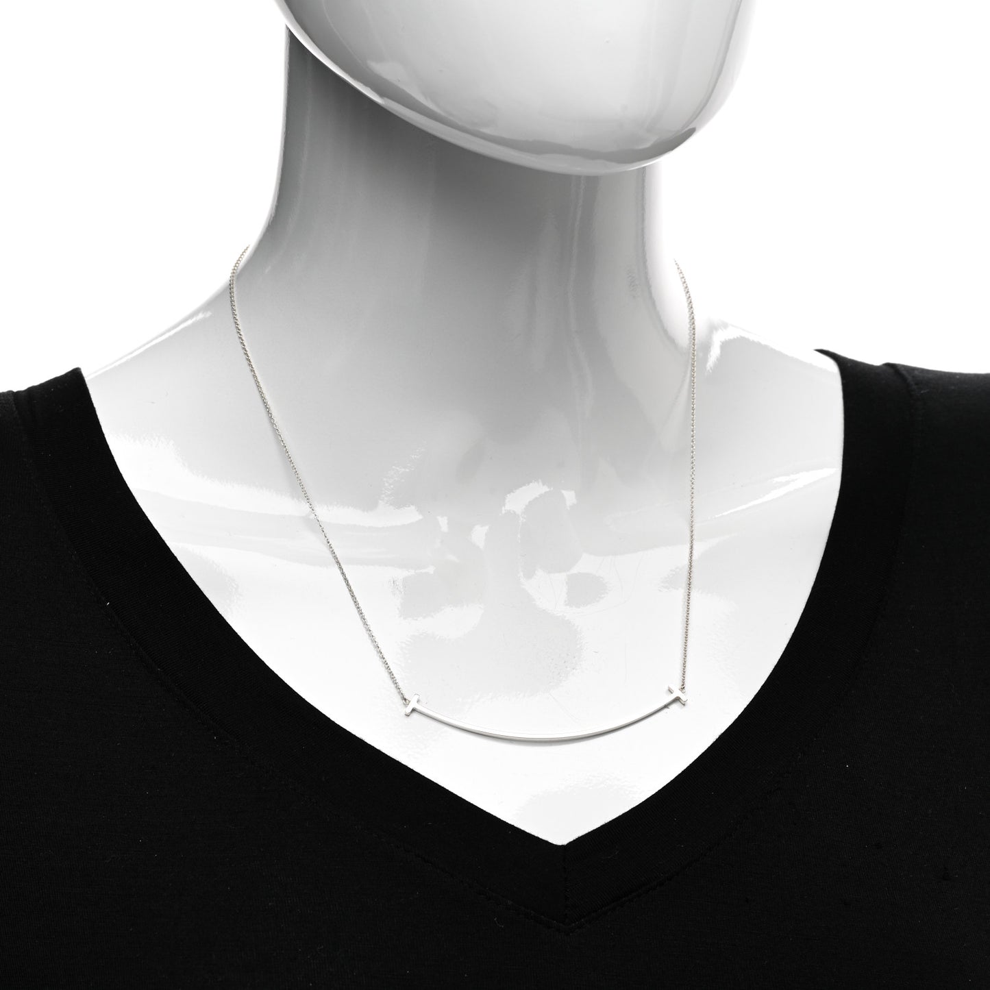 Sterling Silver Large T Smile Pendant Necklace