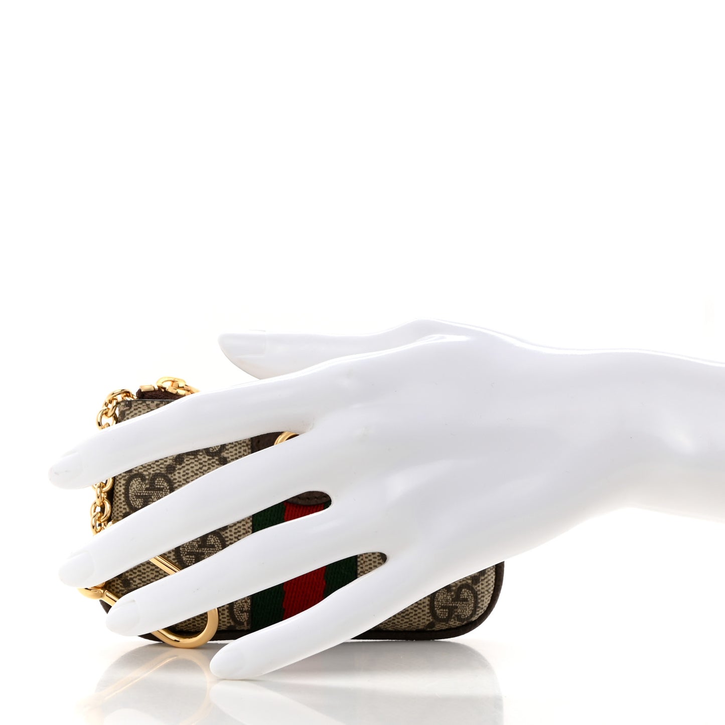 GG Supreme Monogram Web Ophidia Key Case Beige New Acero