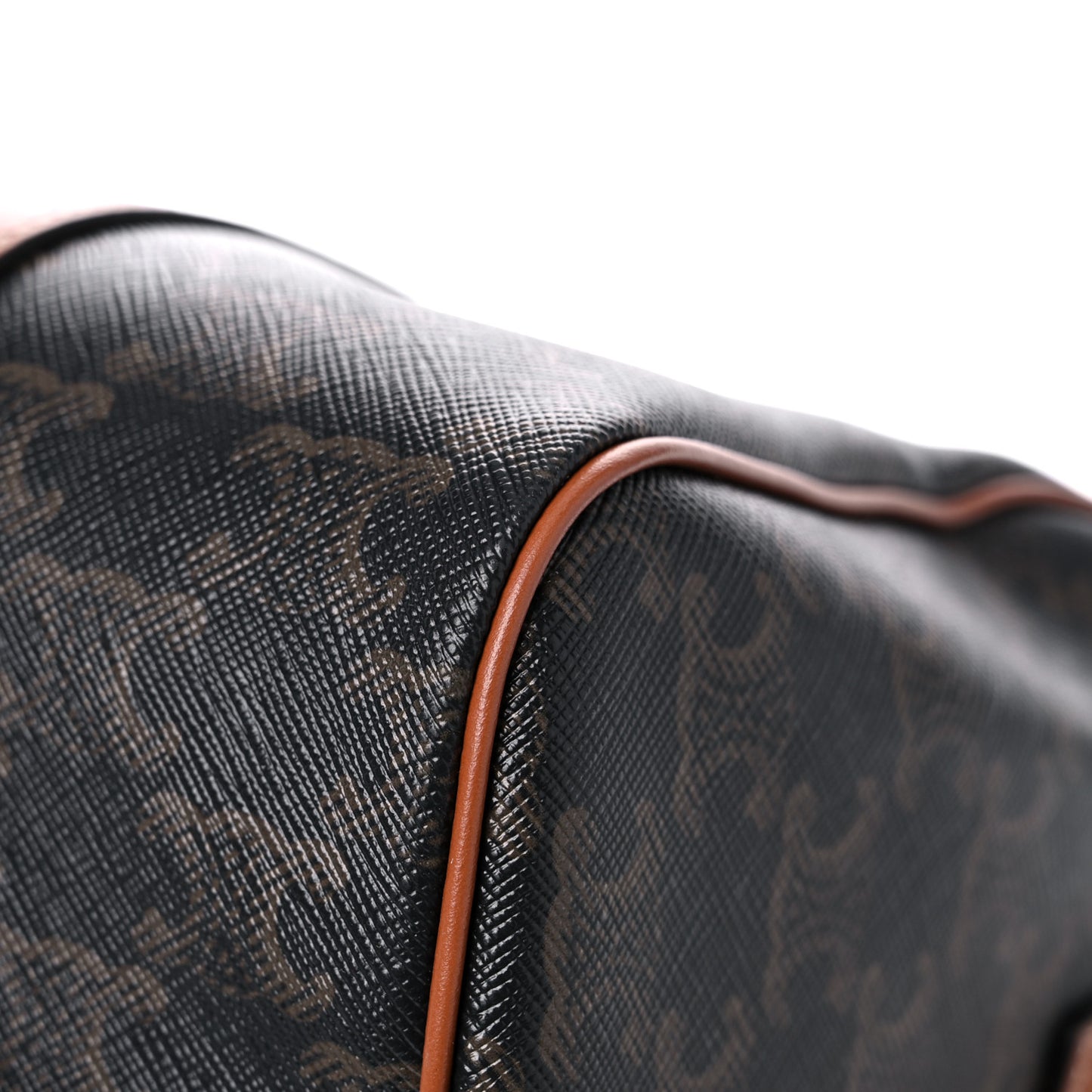 Triomphe Canvas Calfskin Boston Bag Tan