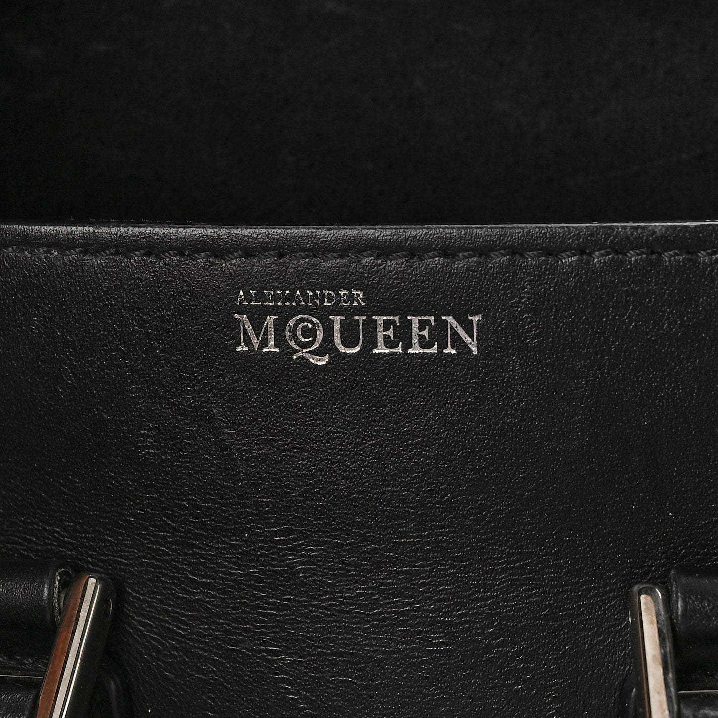 Soft Calfskin Small Enamel Plate Heroine Powder Black