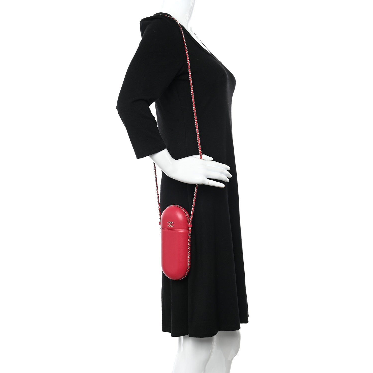 Chanel Lambskin Chain Around Phone Holder Red 2 of 8