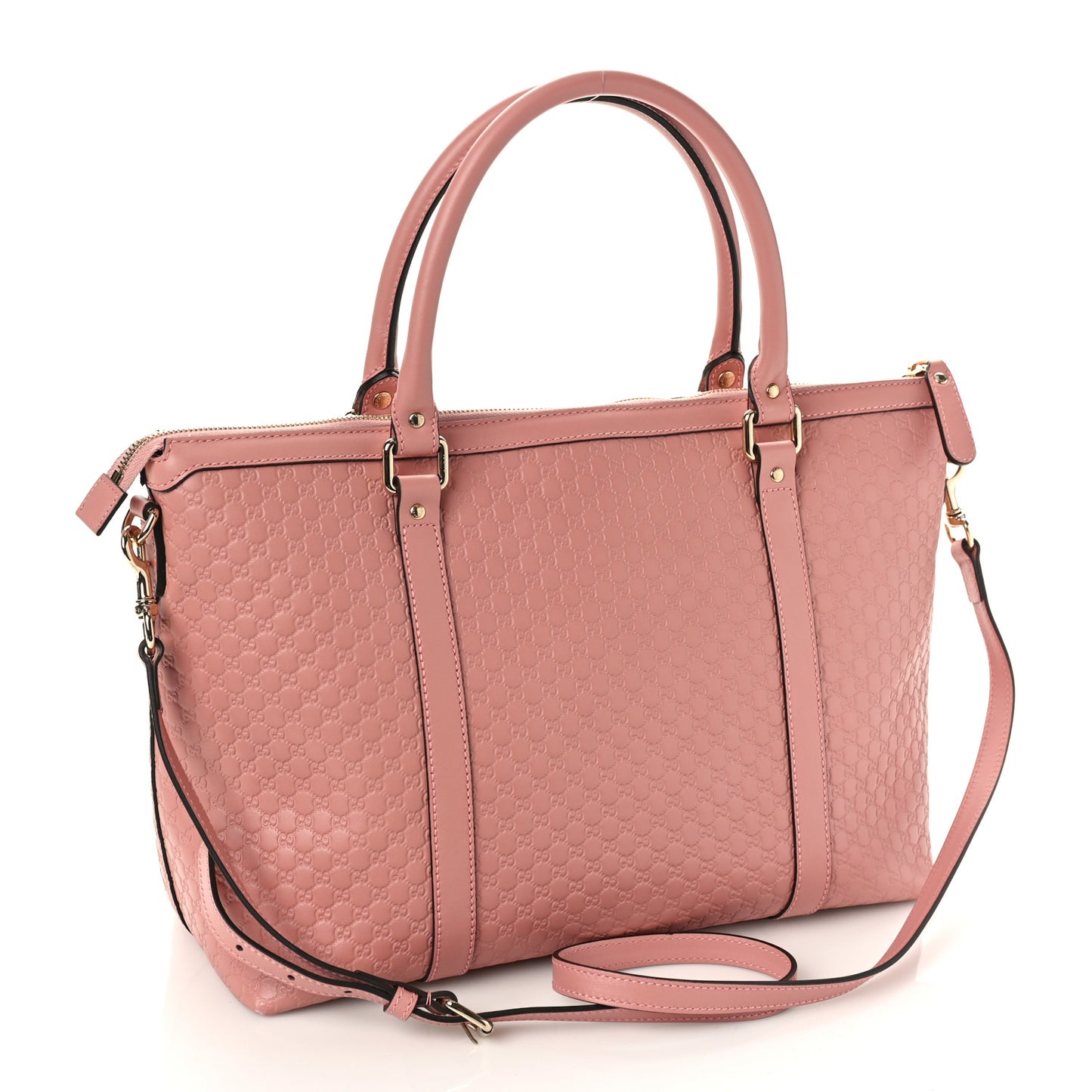 Soft Microguccissima Medium Zippered Satchel Soft Pink