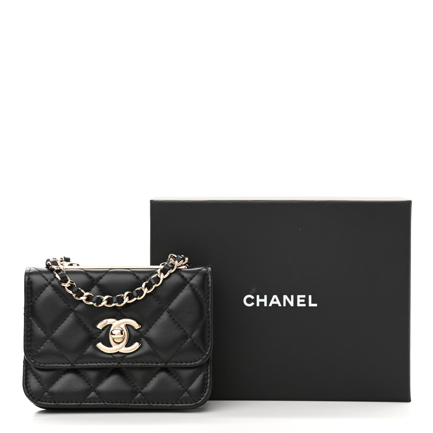 Chanel Lambskin Quilted Trendy CC Card Holder On Chain Black 11 of 11