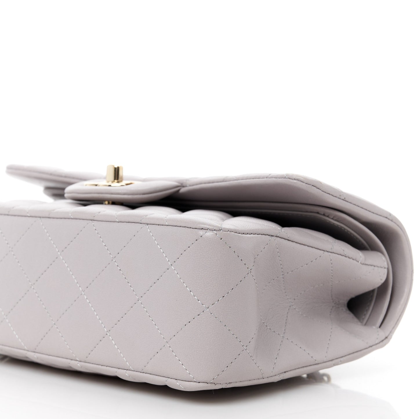 Lambskin Quilted Small Double Flap Light Grey