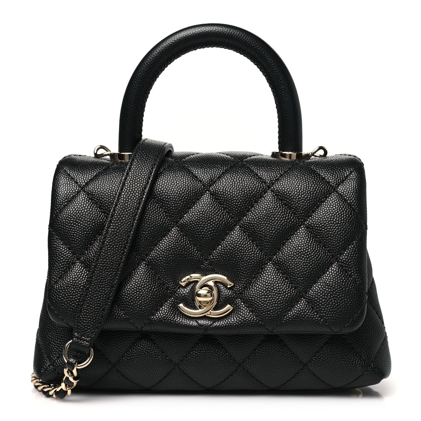 Caviar Quilted Extra Mini Coco Handle Flap Black