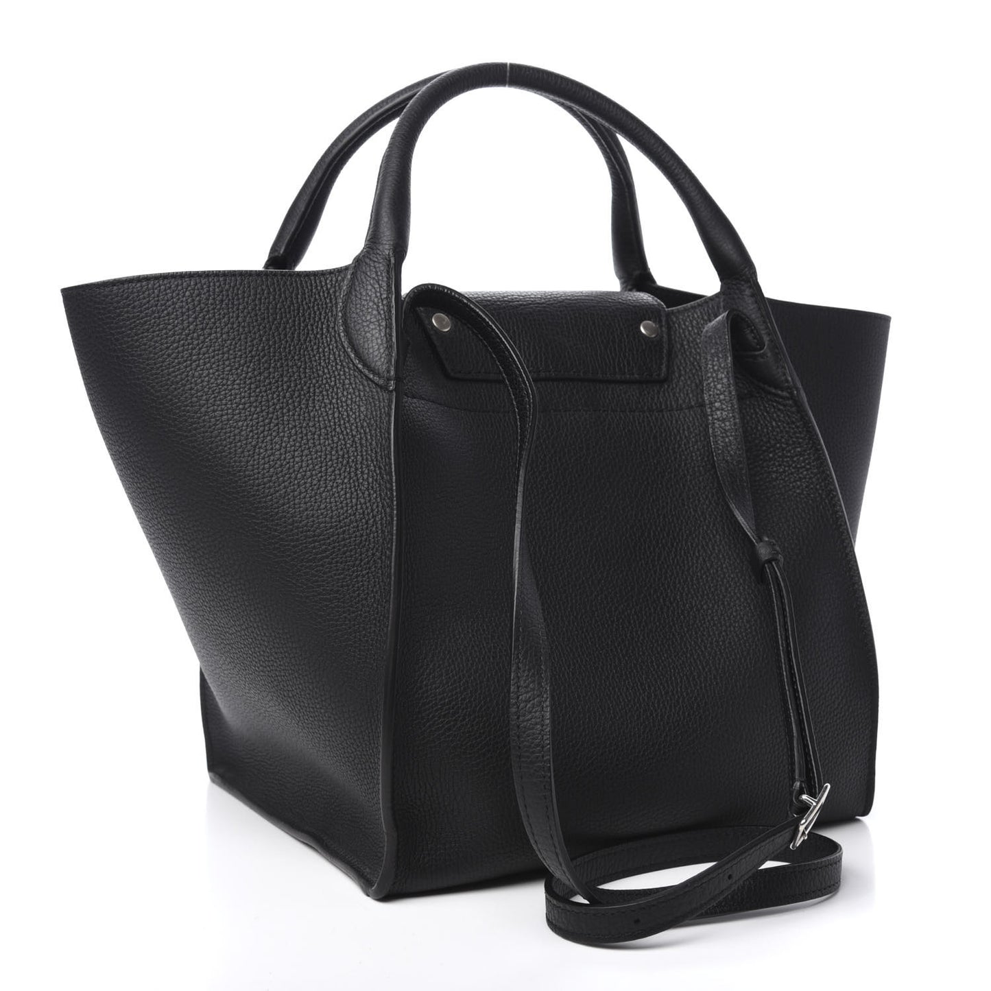 Supple Grained Calfskin Small Long Strap Big Bag Anthracite