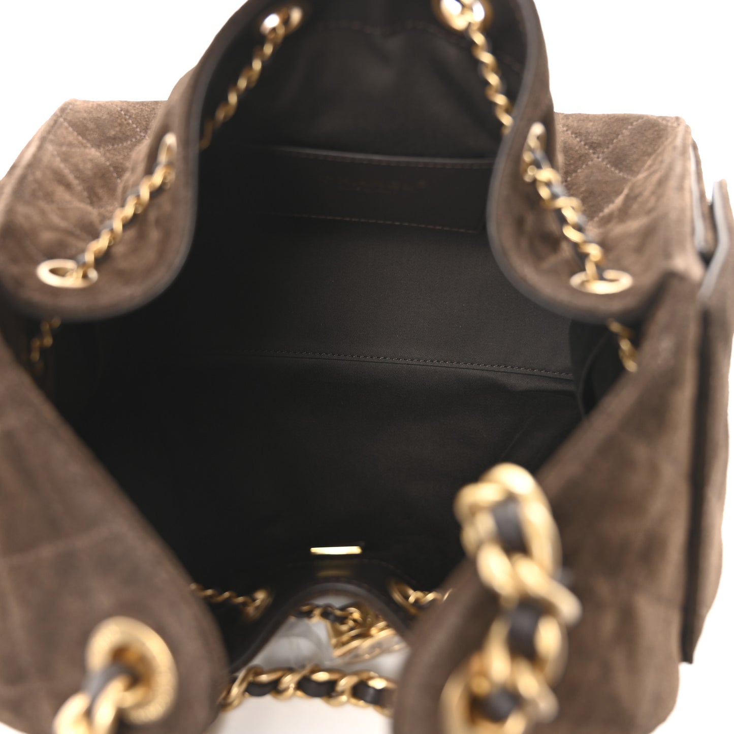 Suede Quilted Small Chanel 25 Handbag Dark Brown