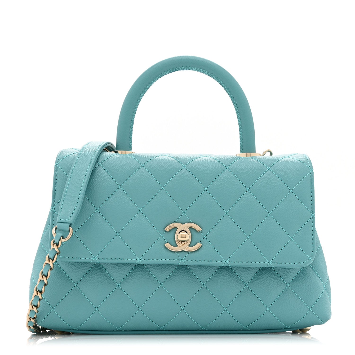 Chanel Caviar Quilted Mini Coco Handle Flap Turquoise 1771124