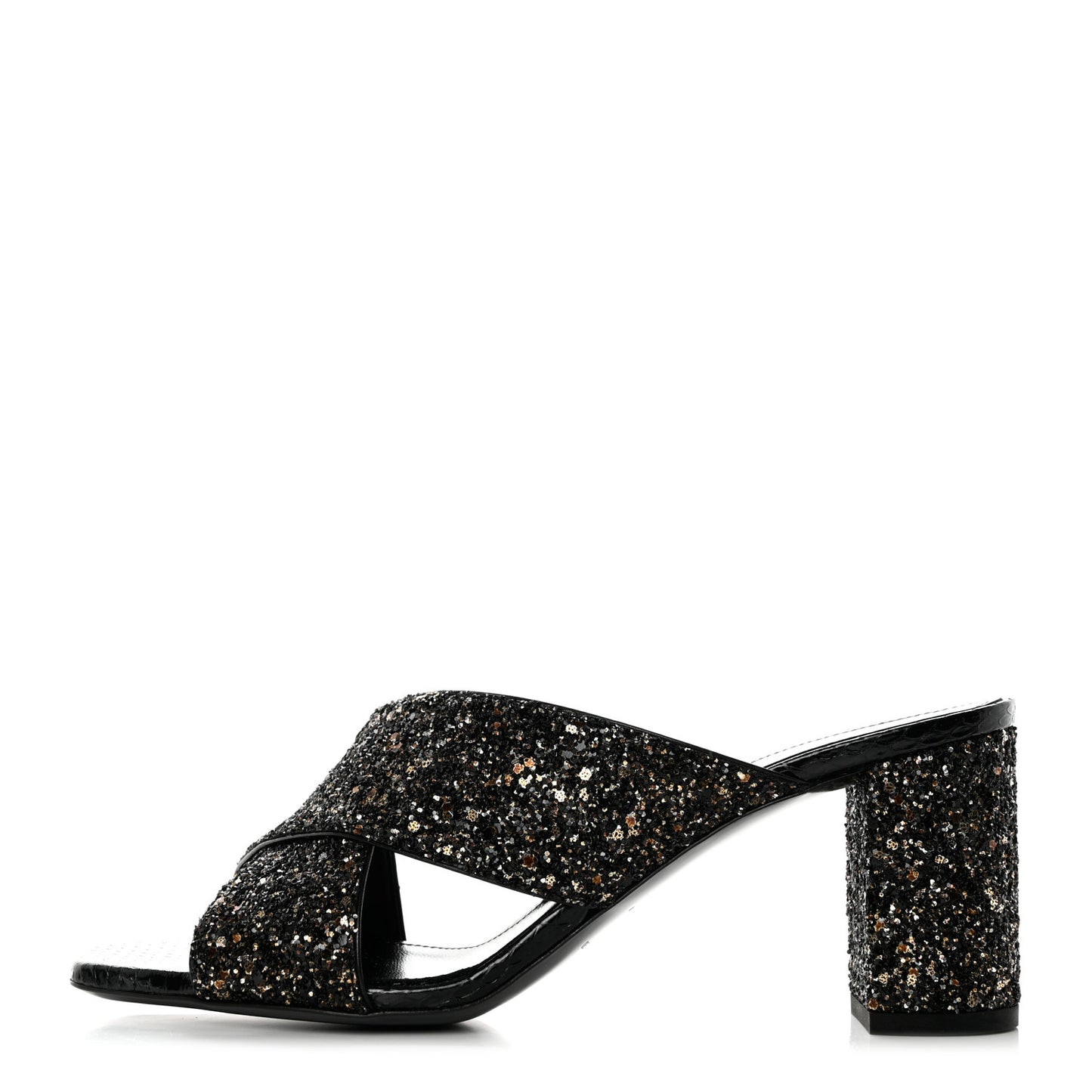 Glitter LouLou 70 Mule Sandals 38 Black Gold
