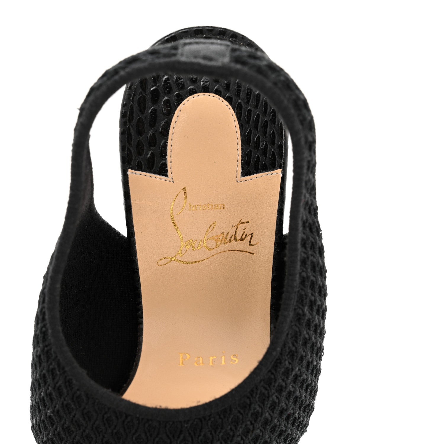 Christian Louboutin Calfskin Mesh Snakeskin Embossed Georgette 85 Sandals 38 Black 7 of 10