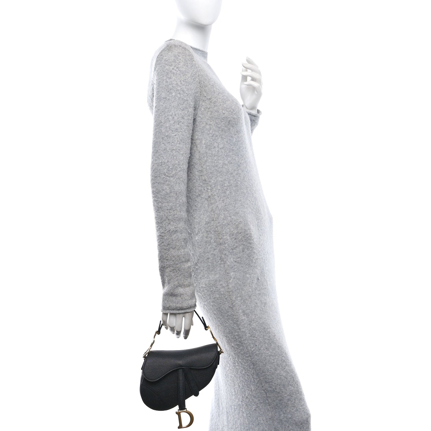 Grained Calfskin Mini Saddle Bag Black