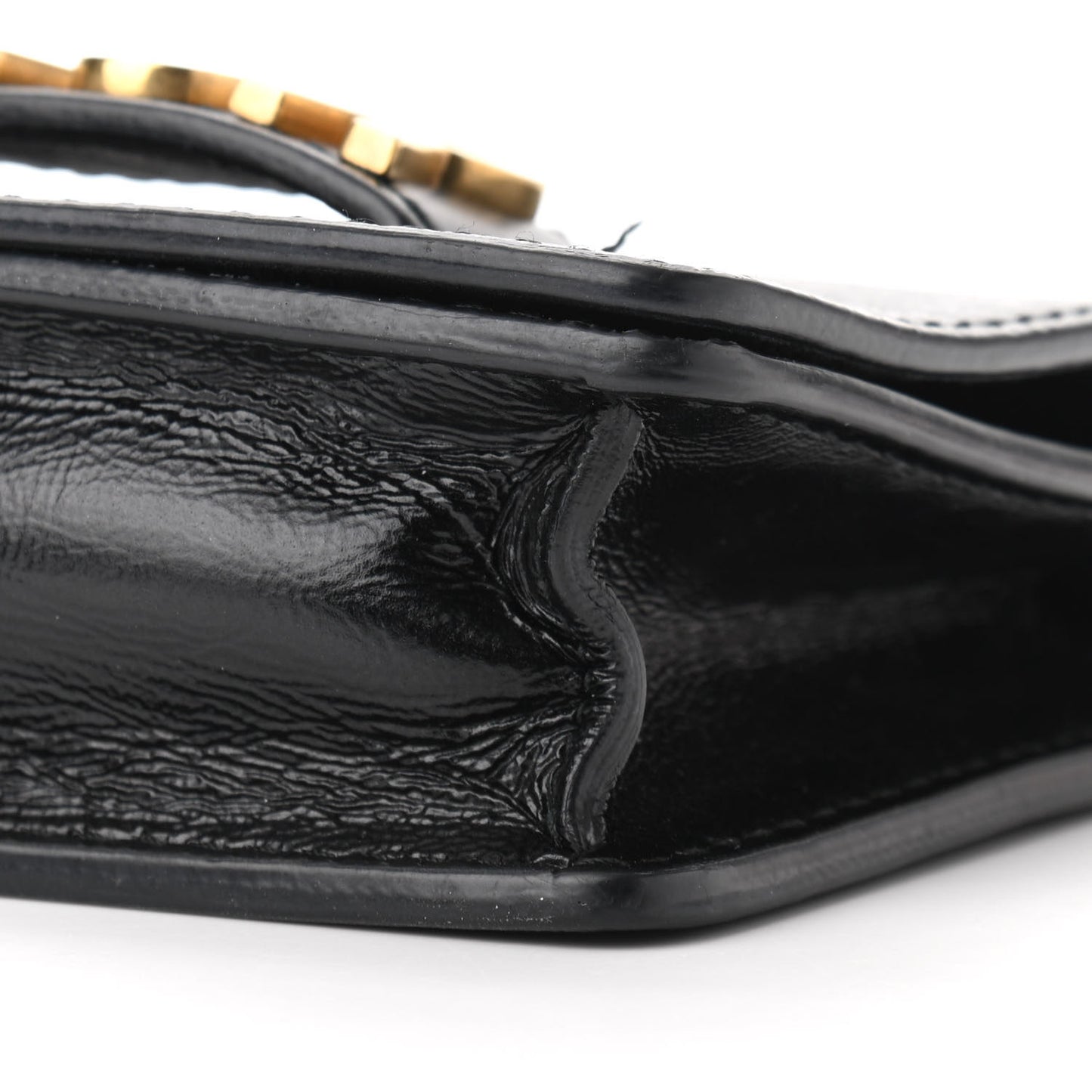 Crinkled Calfskin Mini J'Adior Chain Flap Bag Black