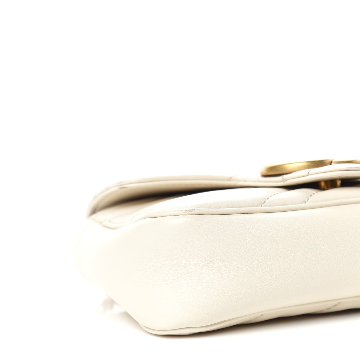 Calfskin Matelasse Super Mini GG Marmont Shoulder Bag White