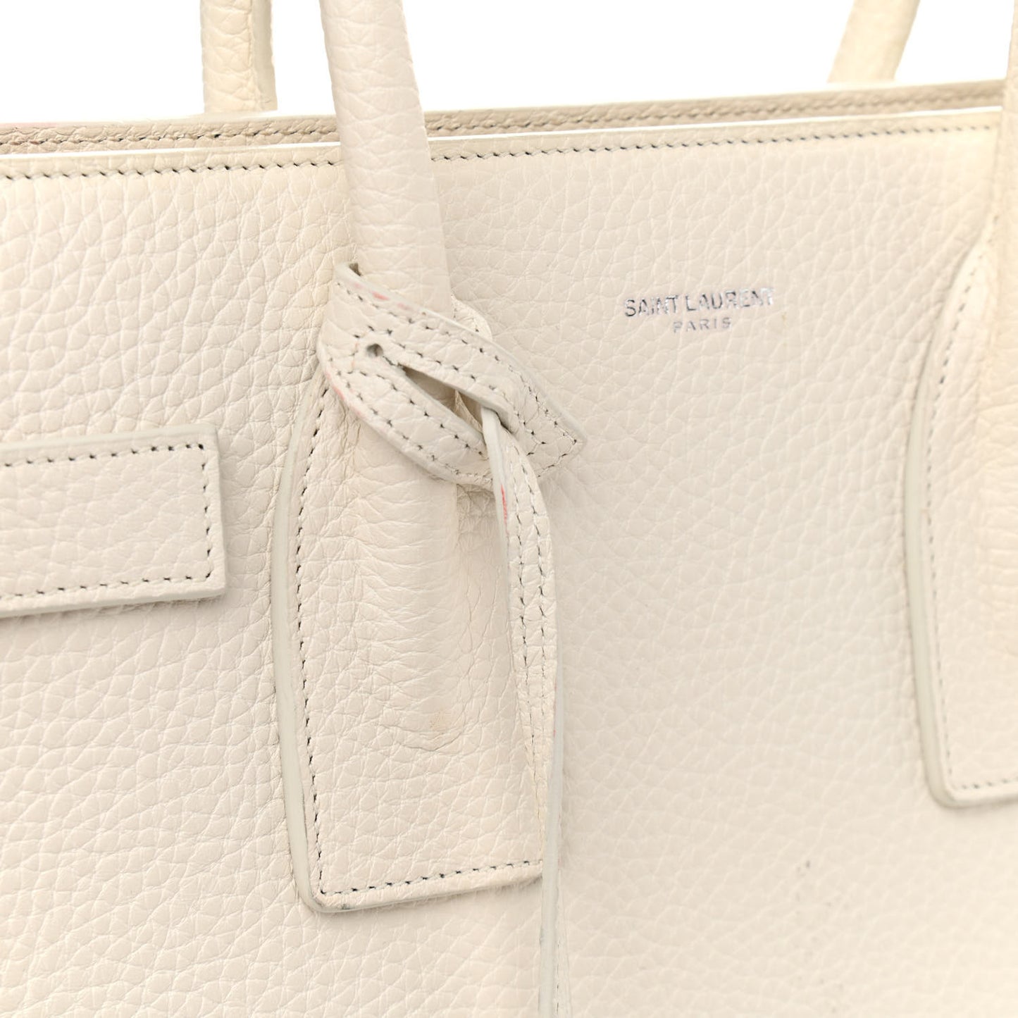 Grained Calfskin Small Sac De Jour Dove White