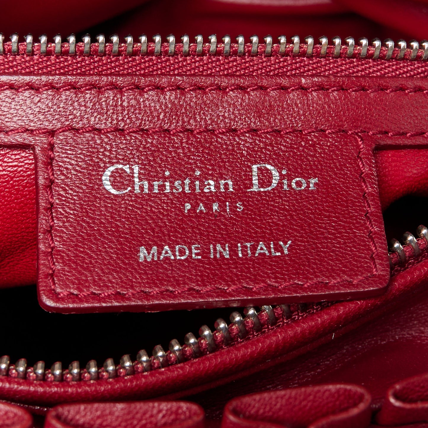 Lambskin Cannage Bow Medium Lady Dior Burgundy