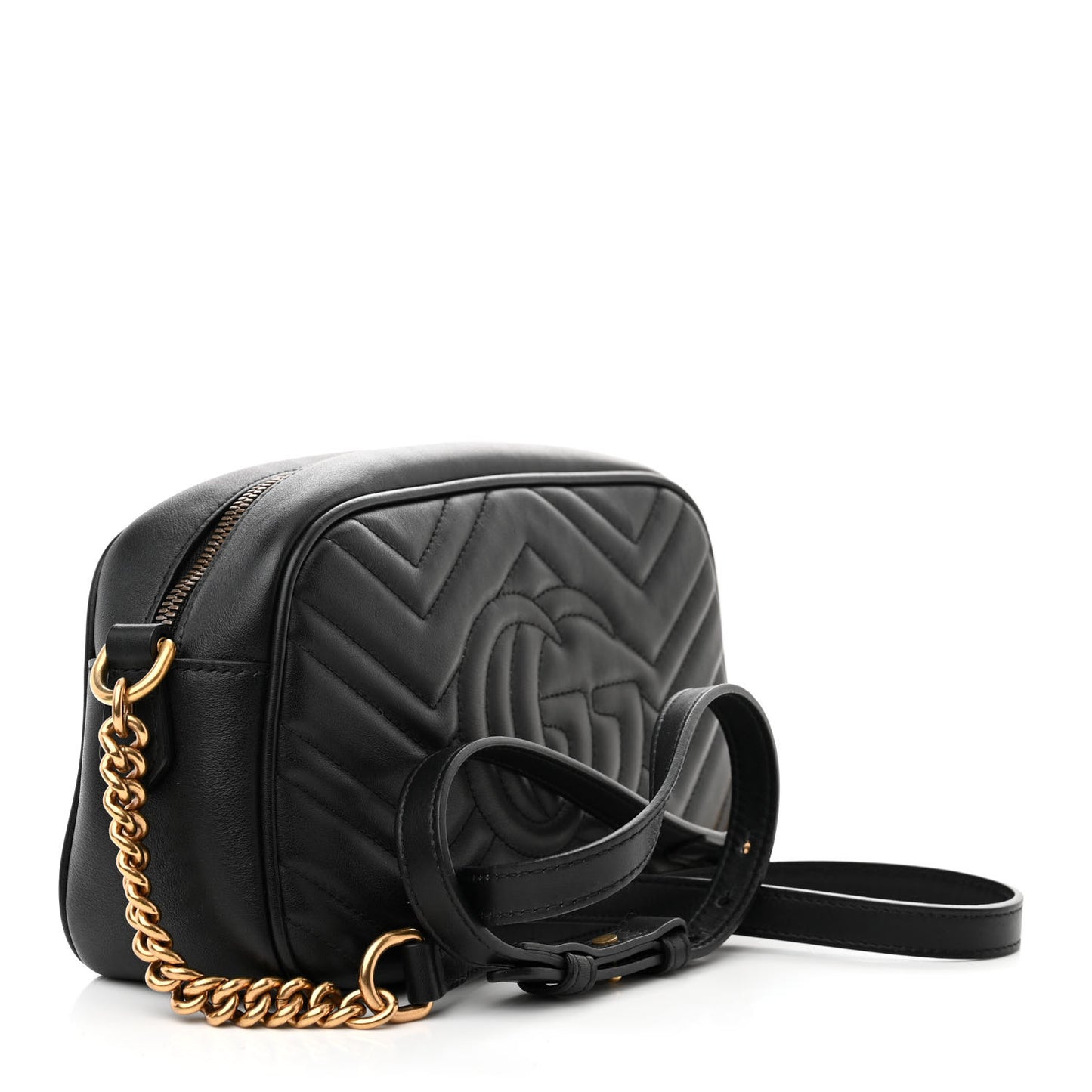 Calfskin Matelasse Small GG Marmont Chain Shoulder Bag Black