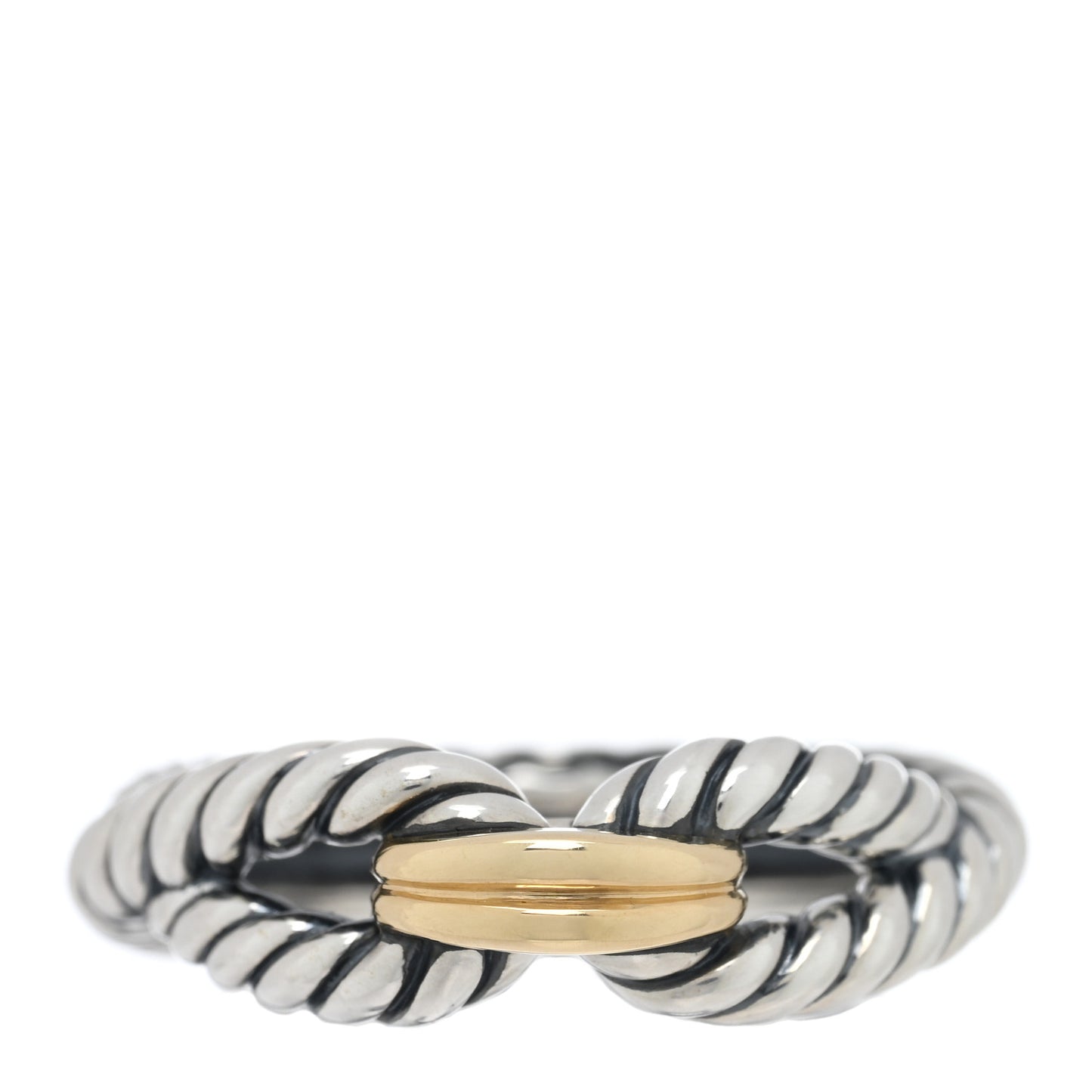 Sterling Silver 18K Yellow Gold Cable Loop Ring 54 6.75