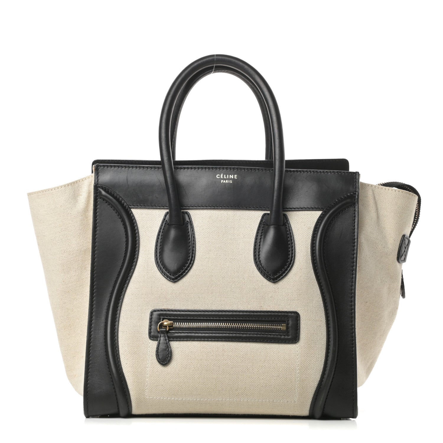 Celine Natural Canvas Smooth Calfskin Mini Luggage Cream 1 of 17