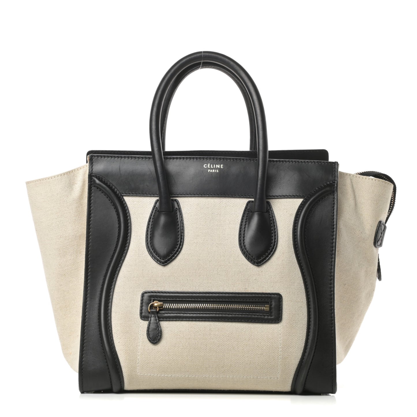 Natural Canvas Smooth Calfskin Mini Luggage Cream