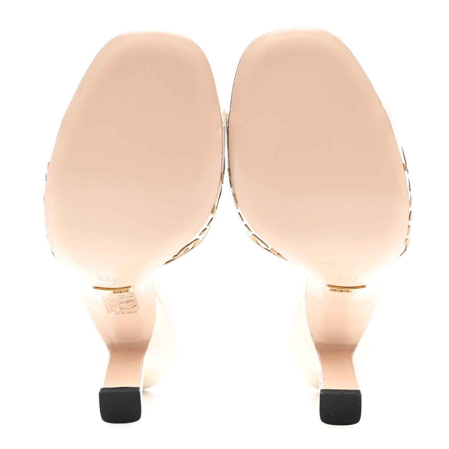X ADIDAS Nappa Suede Monogram Jumbo GG Trefoil 75mm Slide Sandals 40.5 New Mystic White Sand
