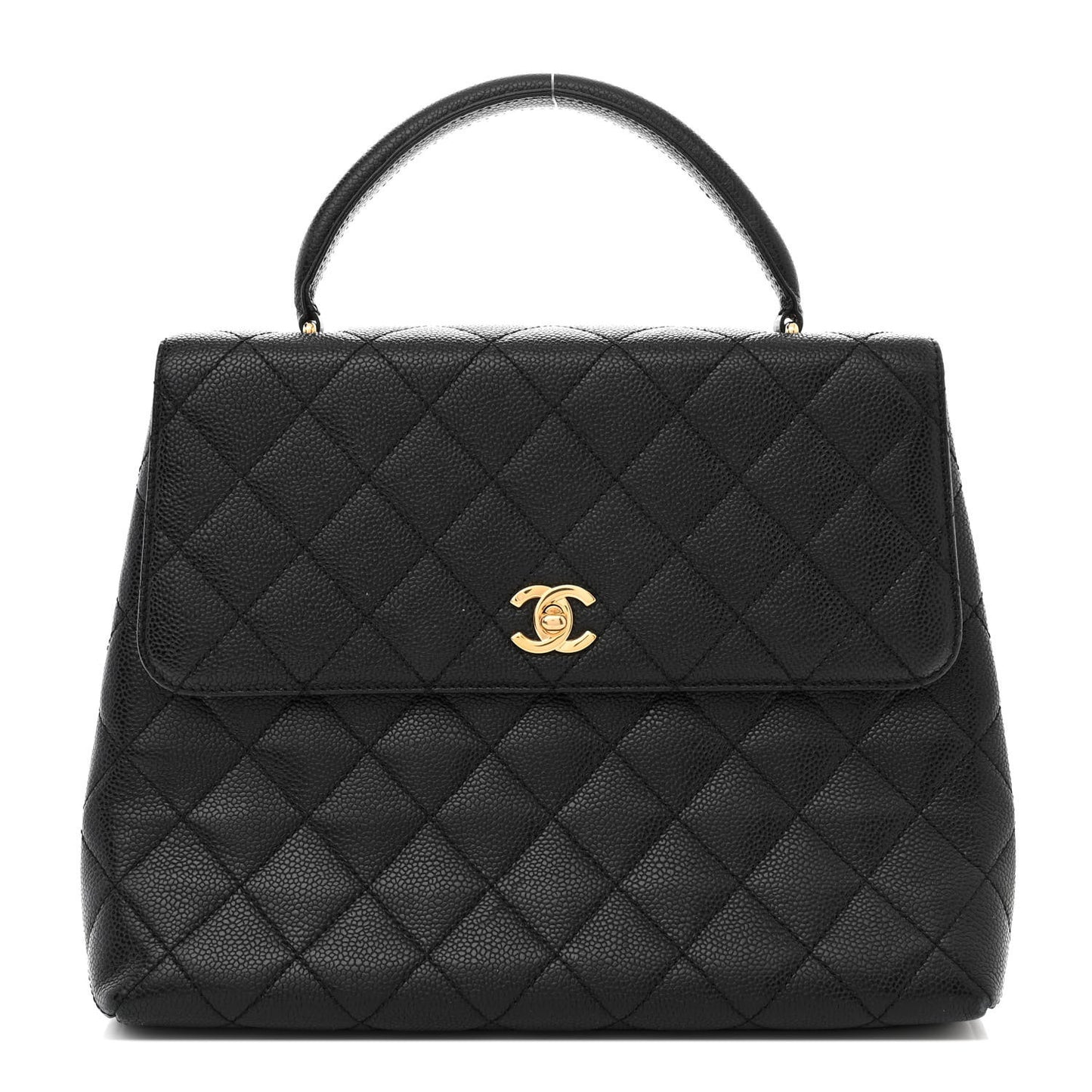 Caviar Quilted Jumbo Kelly Flap Black