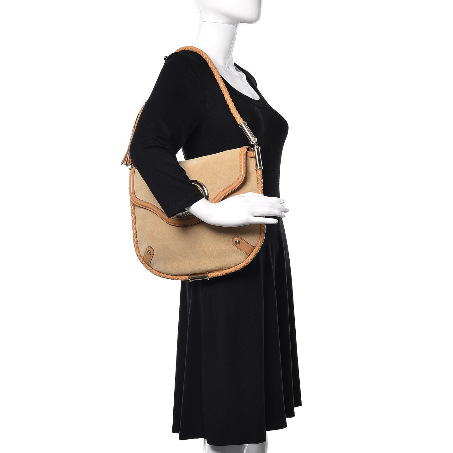 Suede Medium Britt Tassel Shoulder Bag Tan