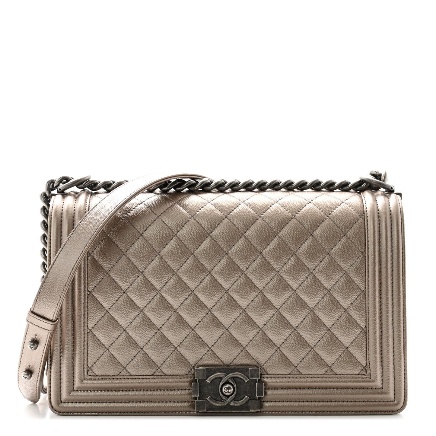 Metallic Caviar Quilted New Medium Boy Flap Copper