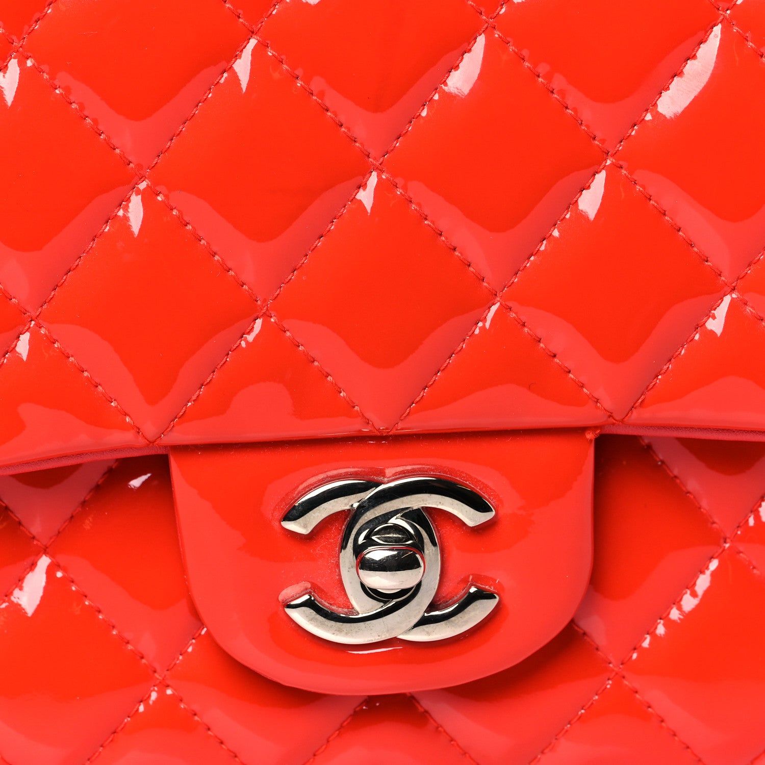 Chanel Patent Quilted Medium Double Flap Red 8 of 14