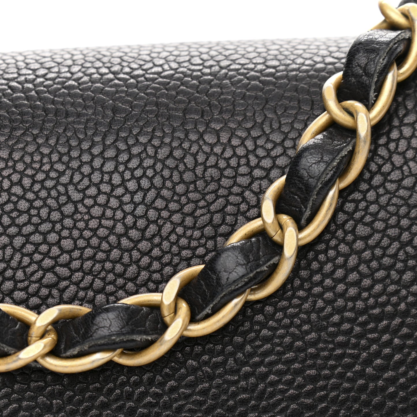 Grained Calfskin Mini Square Classic Pure Flap Black