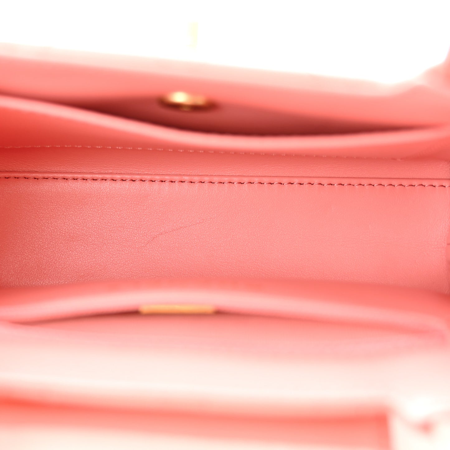 Shiny Aged Calfskin Quilted Nano Kelly Shopper Coral Pink