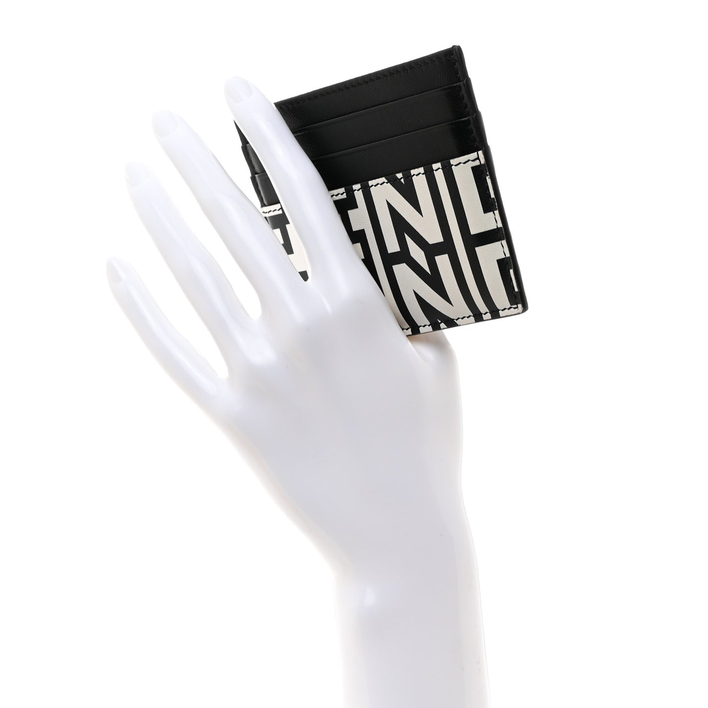 X MARC JACOBS Nappa Vitello King Logo Print Cardholder Black White