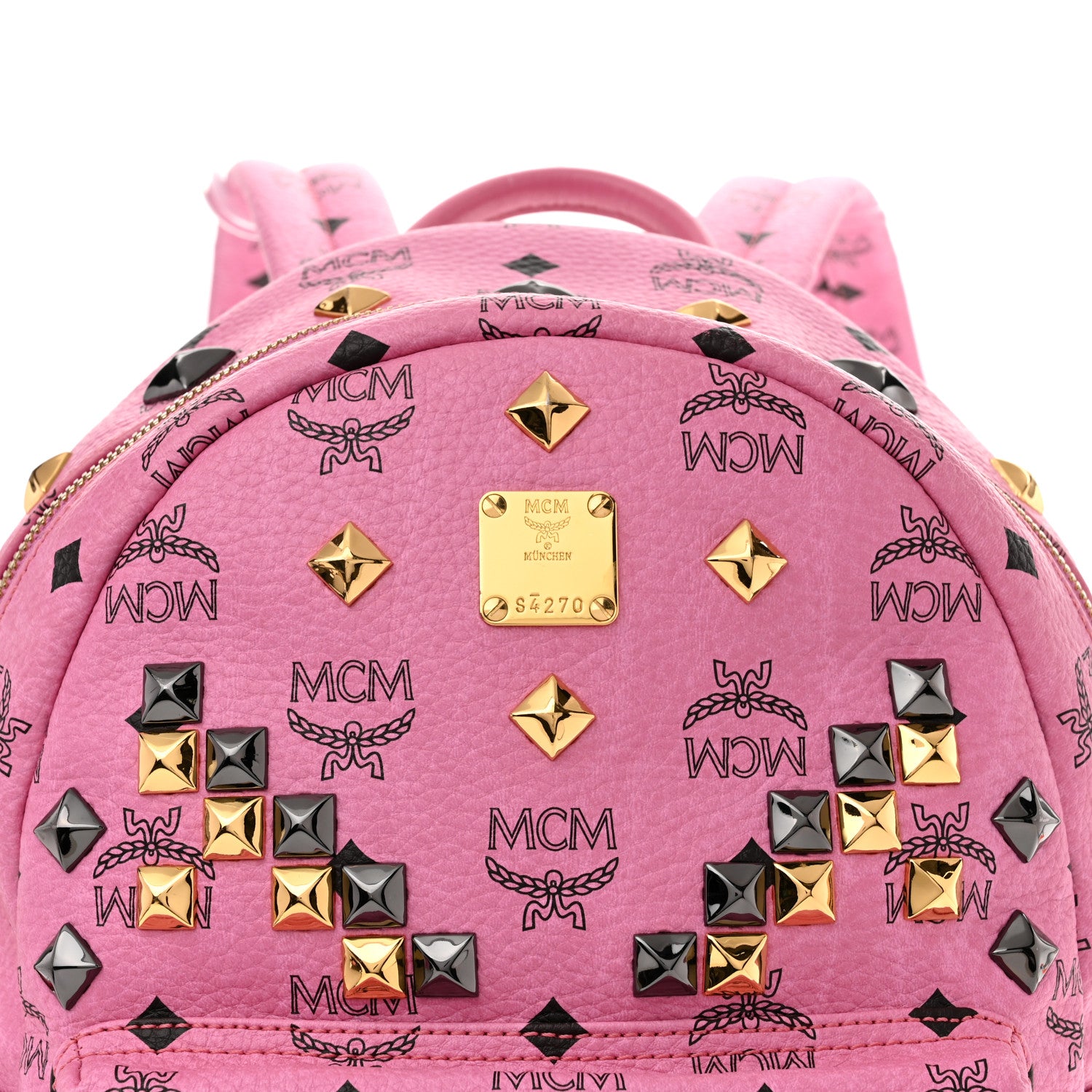 MCM Visetos Studded Small Stark M Backpack Pink 8 of 10