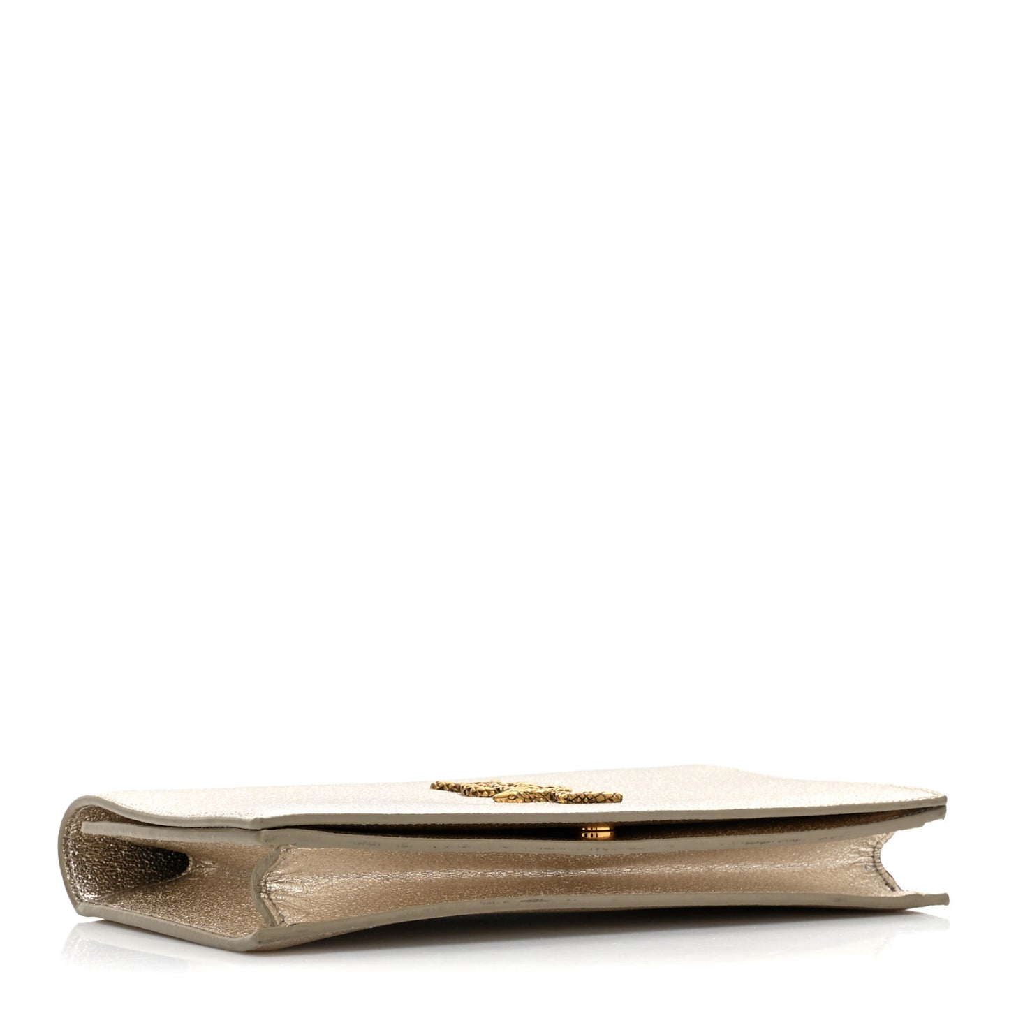 Metallic Calfskin Medium Serpent Clutch Gold
