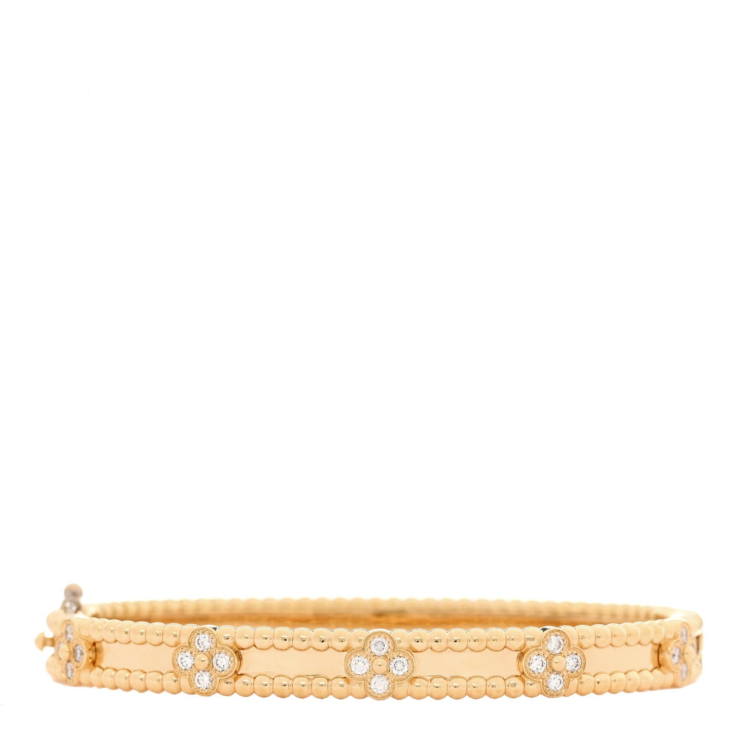 18K Yellow Gold Diamond Perlee Sweet Clovers Bracelet XS