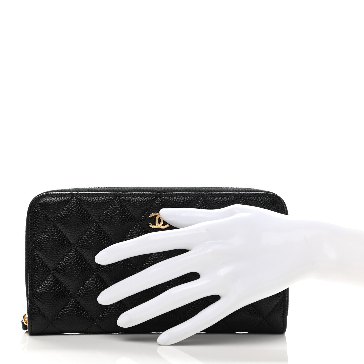 Chanel Caviar Quilted Large Gusset Zip Around Wallet Black 2 of 9