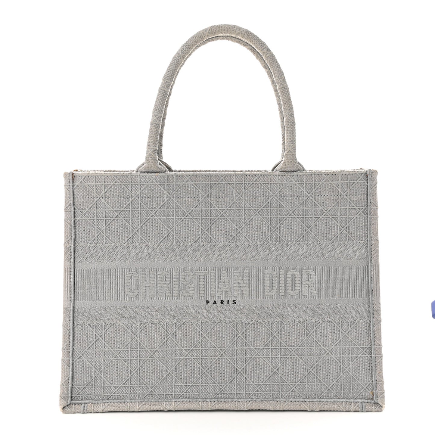 Canvas Embroidered Cannage Medium Book Tote Stone