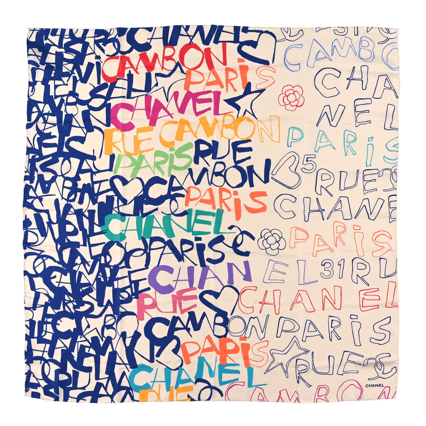 Silk Rue Cambon Square Scarf Ecru Multicolor