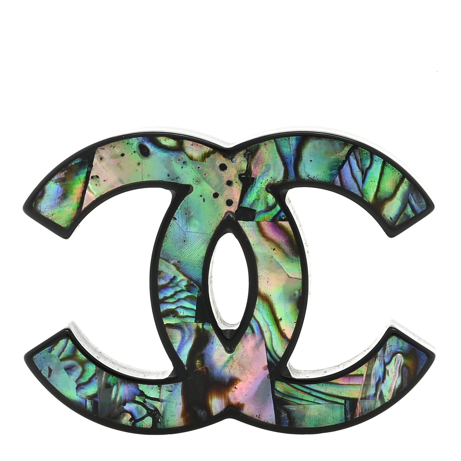 Chanel Abalone CC Brooch Iridescent Multicolor 1 of 2