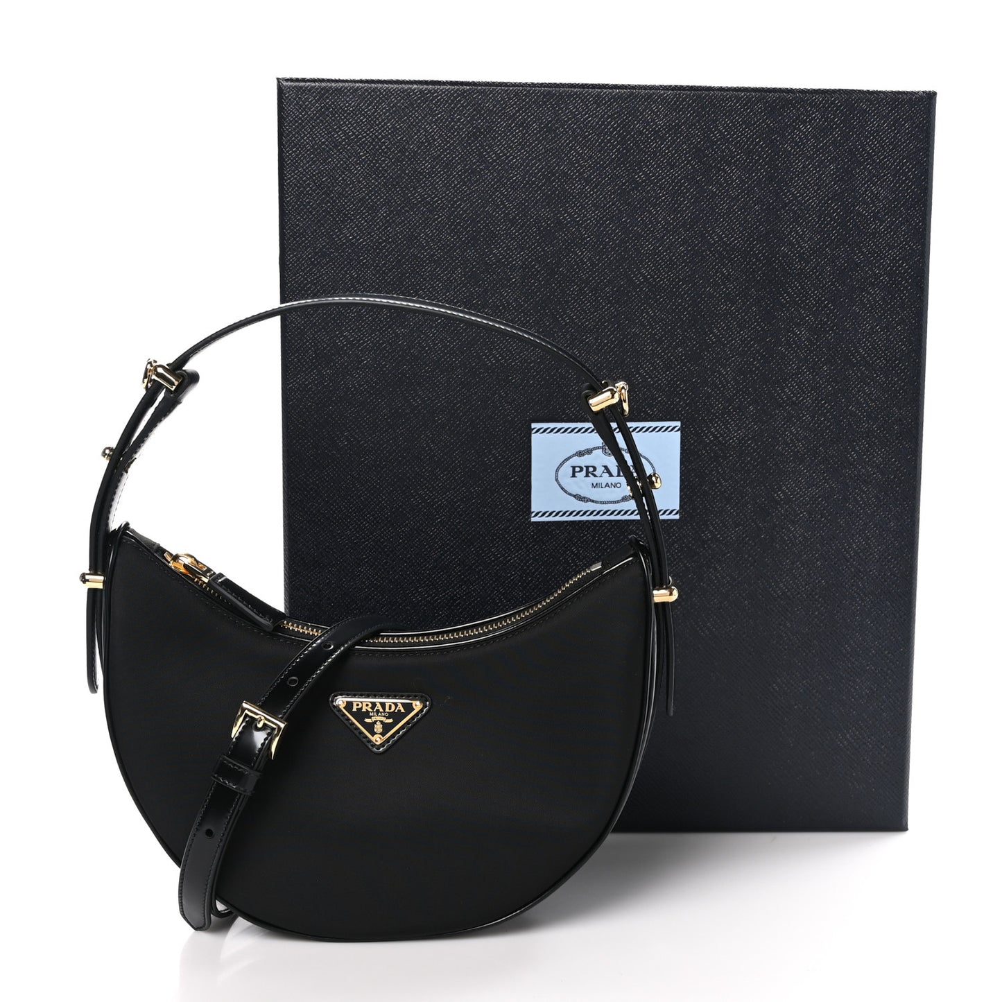 Re-Nylon Spazzolato Arque Shoulder Bag Black
