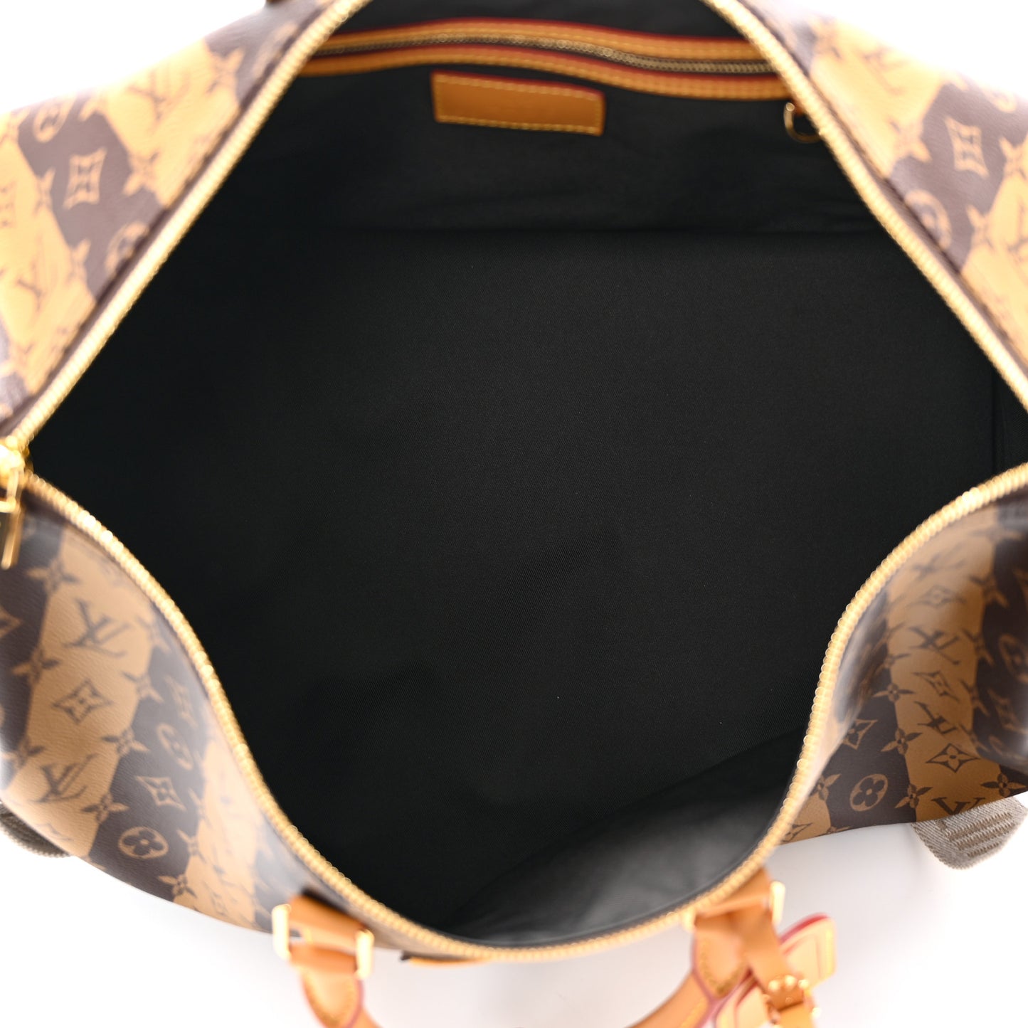 X NIGO Reverse Monogram Stripe Keepall Bandouliere 50 Brown