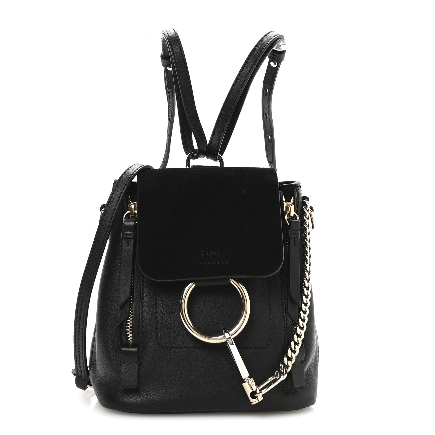 chloe mini backpack black Chloe Suede Calfskin Mini Faye Backpack Black 1846228 – FASHIONPHILE