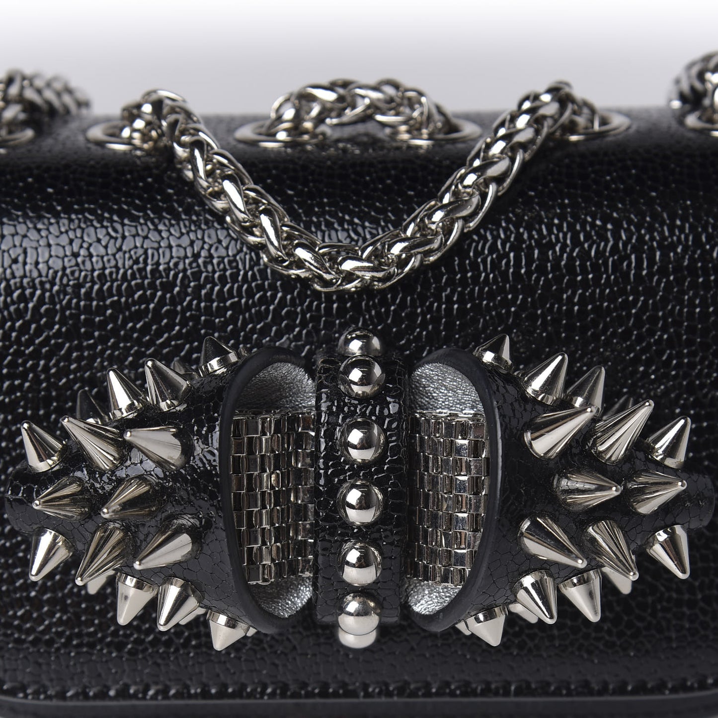 Jurassic Calfskin Spikes Sweety Charity NV Crossbody Bag Black Silver