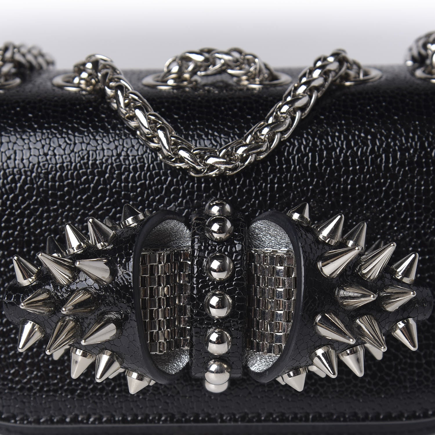 Christian Louboutin Jurassic Calfskin Spikes Sweety Charity NV Crossbody Bag Black Silver 9 of 10