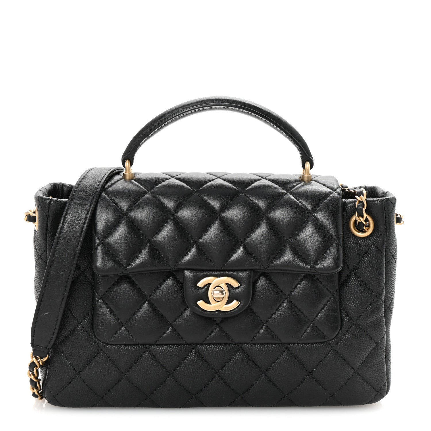 Chanel Caviar Calfskin Quilted Small Top Handle Flap Black 1 of 11