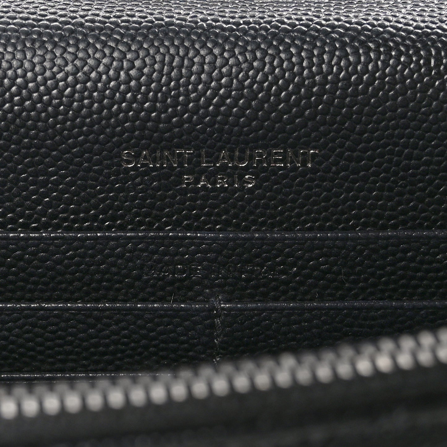 Grain De Poudre Matelasse Chevron Monogram Envelope Chain Wallet Black White