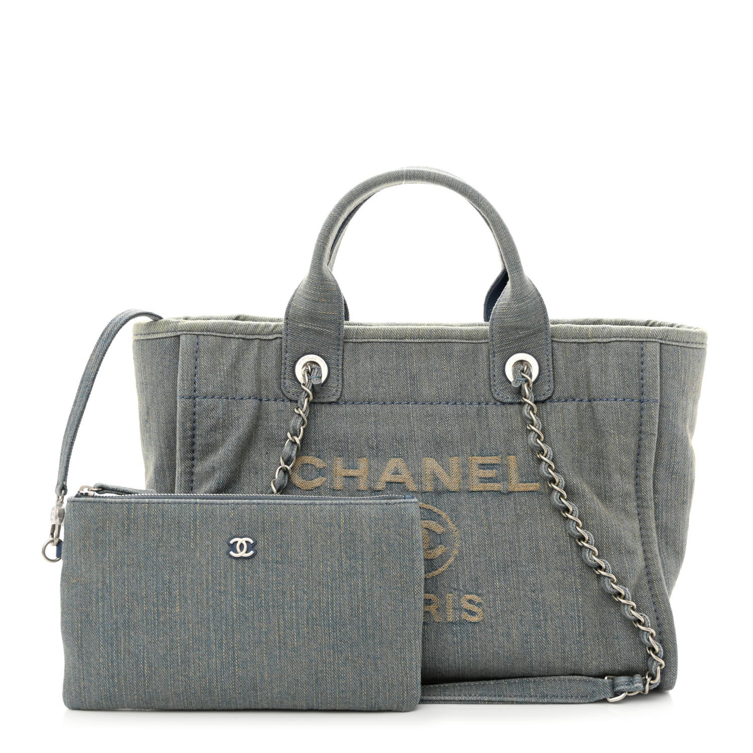 Chanel Denim Small Deauville Tote Light Blue 1 of 13