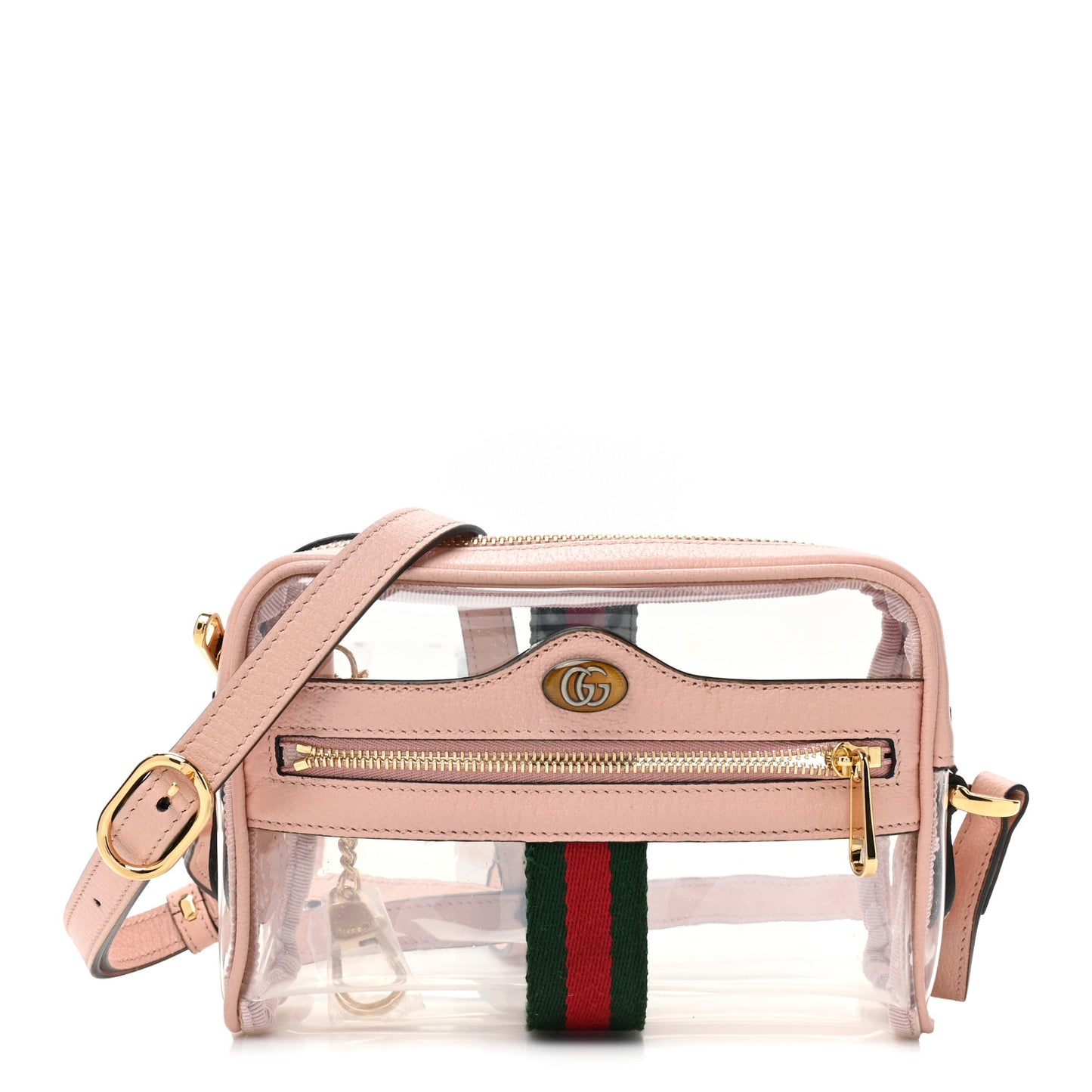 Vinyl Web Mini Ophidia Transparent Shoulder Bag Perfect Pink