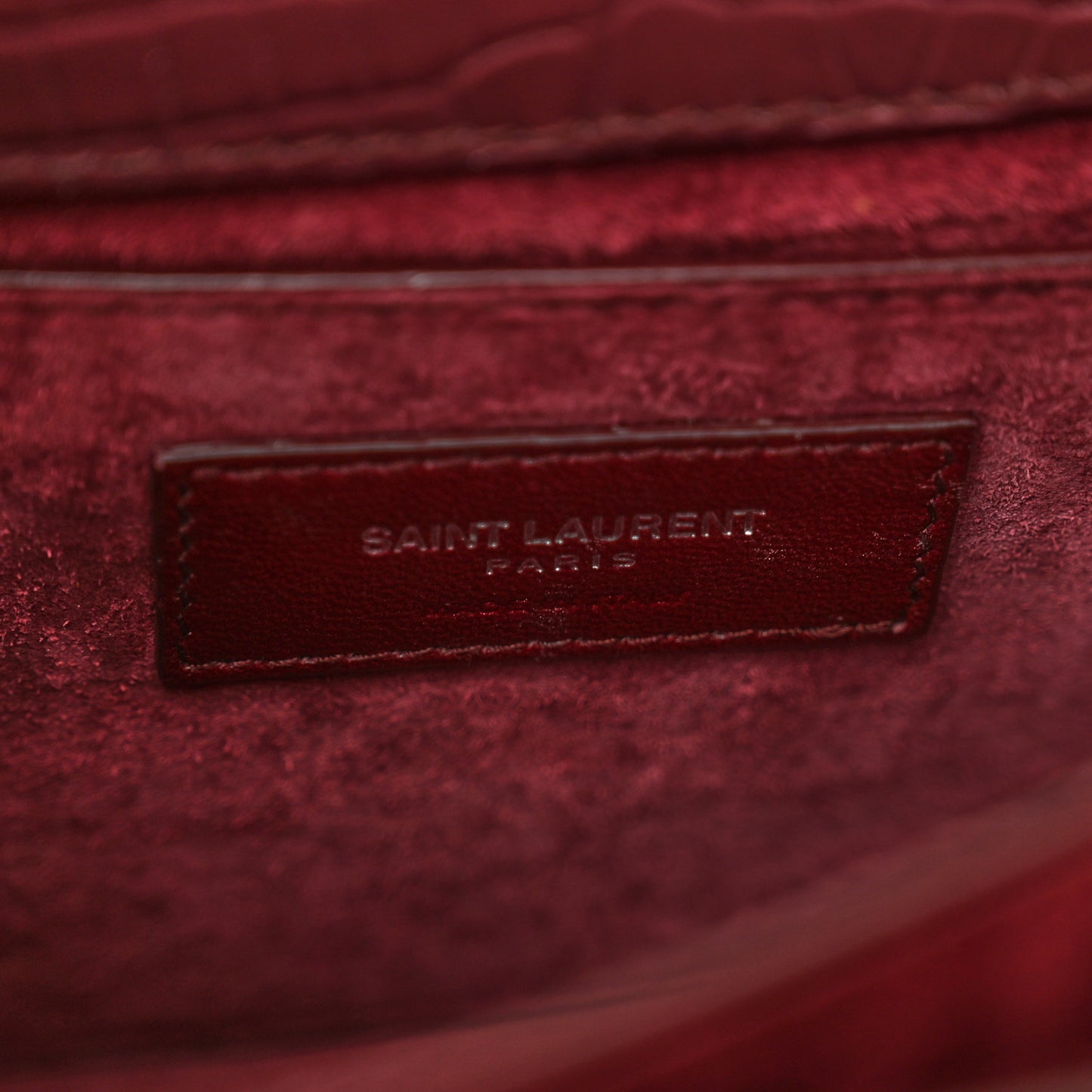 Calfskin Crocodile Embossed Medium Monogram Sunset Rouge Legion