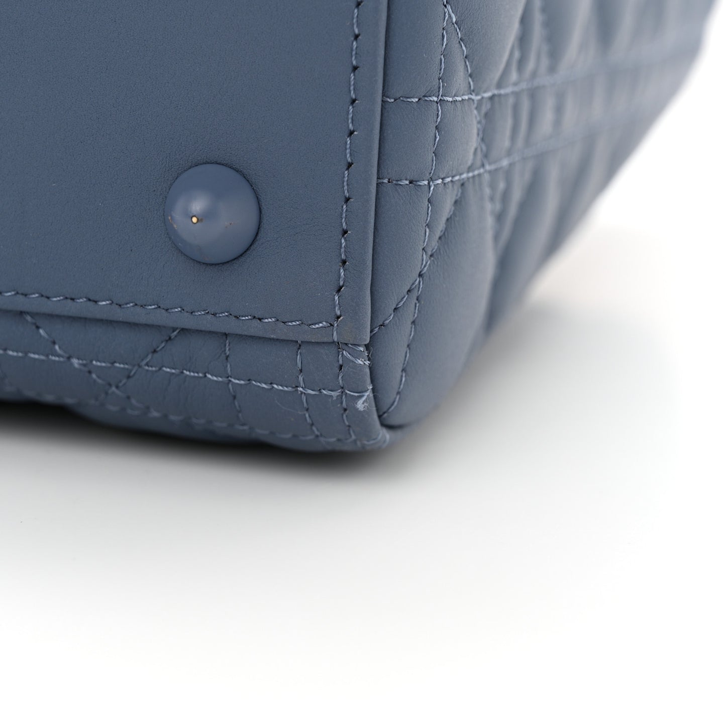 Ultra Matte Calfskin Cannage Large Lady Denim Blue