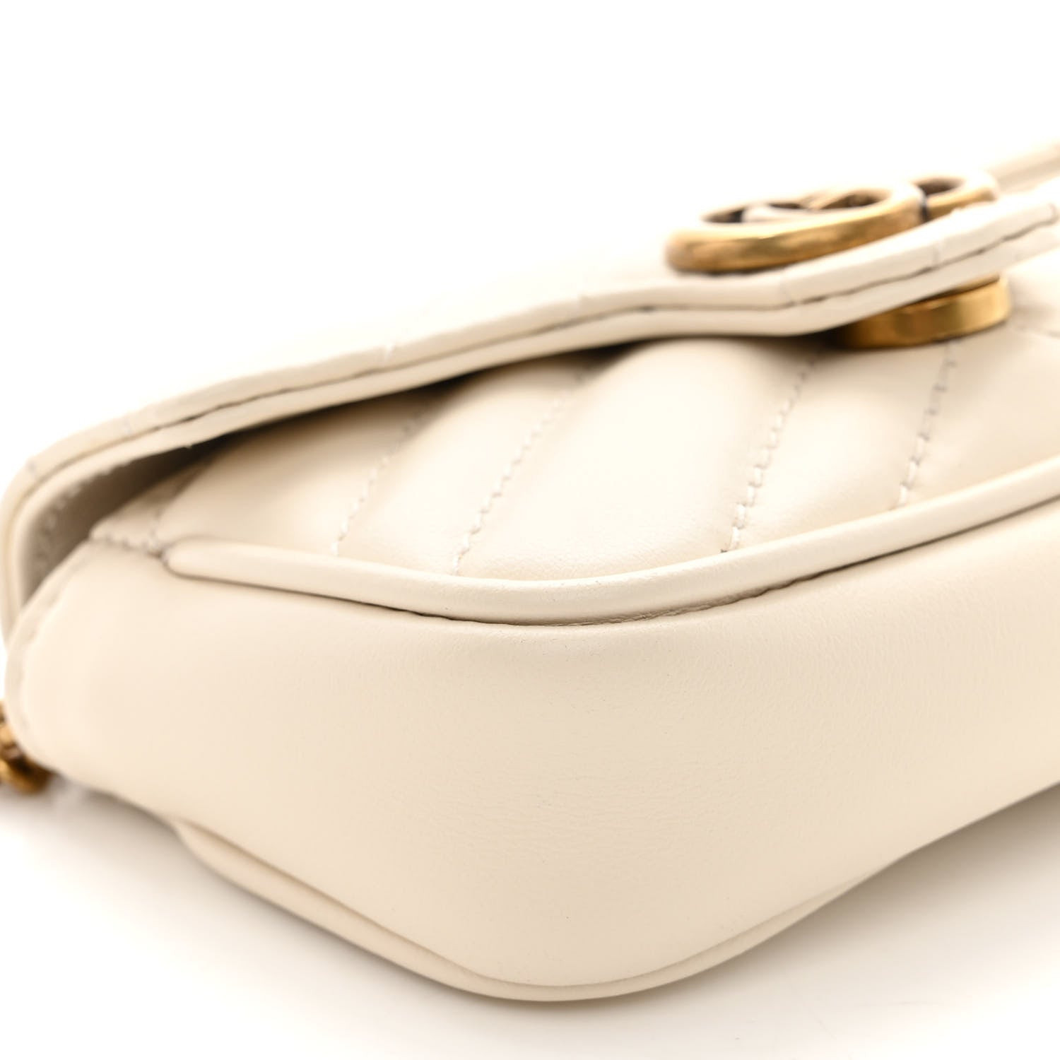Gucci Calfskin Matelasse Heart GG Marmont 2.0 Coin Purse On A Chain Mystic White 8 of 9